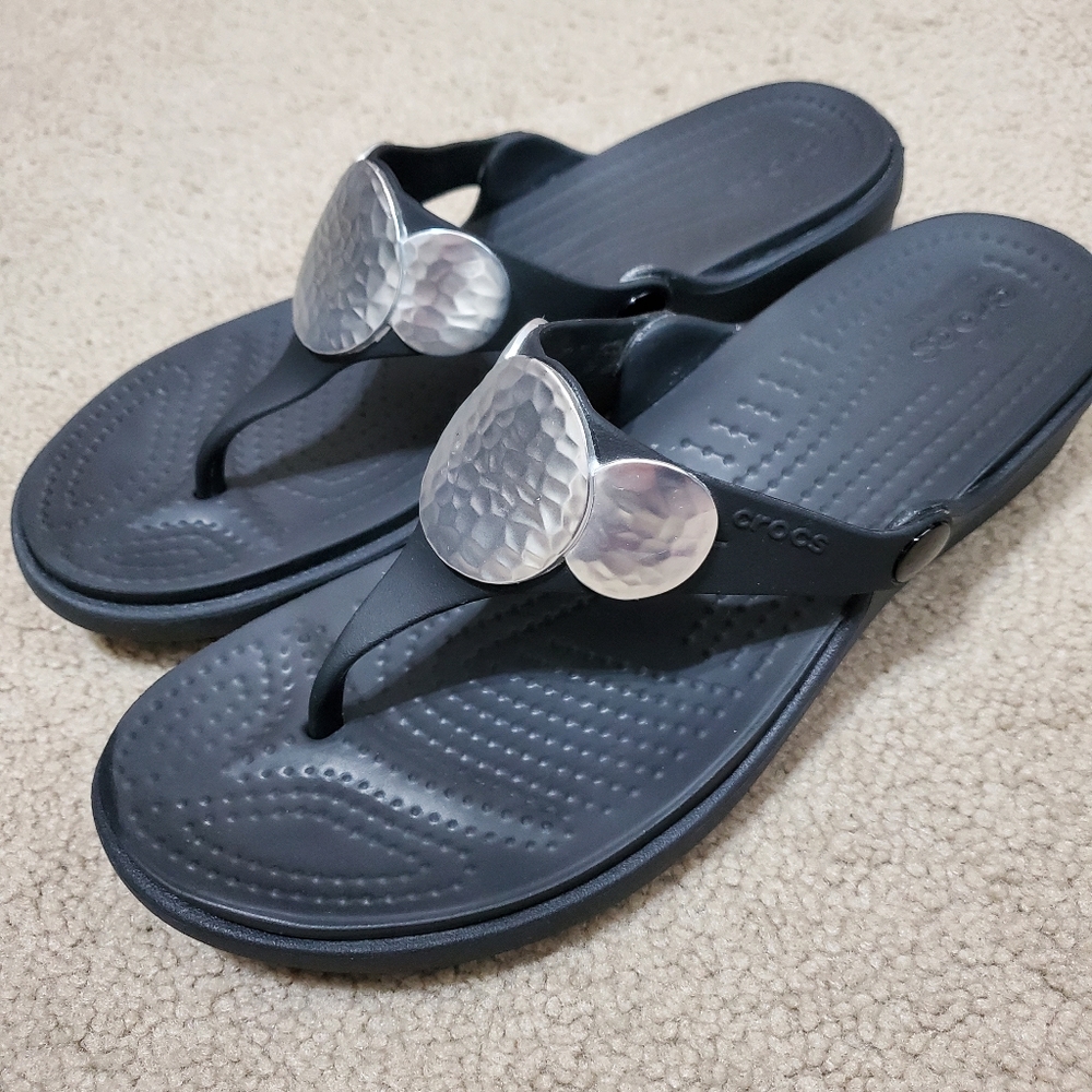 Black Crocs Flip Flops